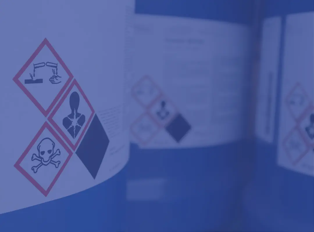 hazardous symbol on the chemical tank